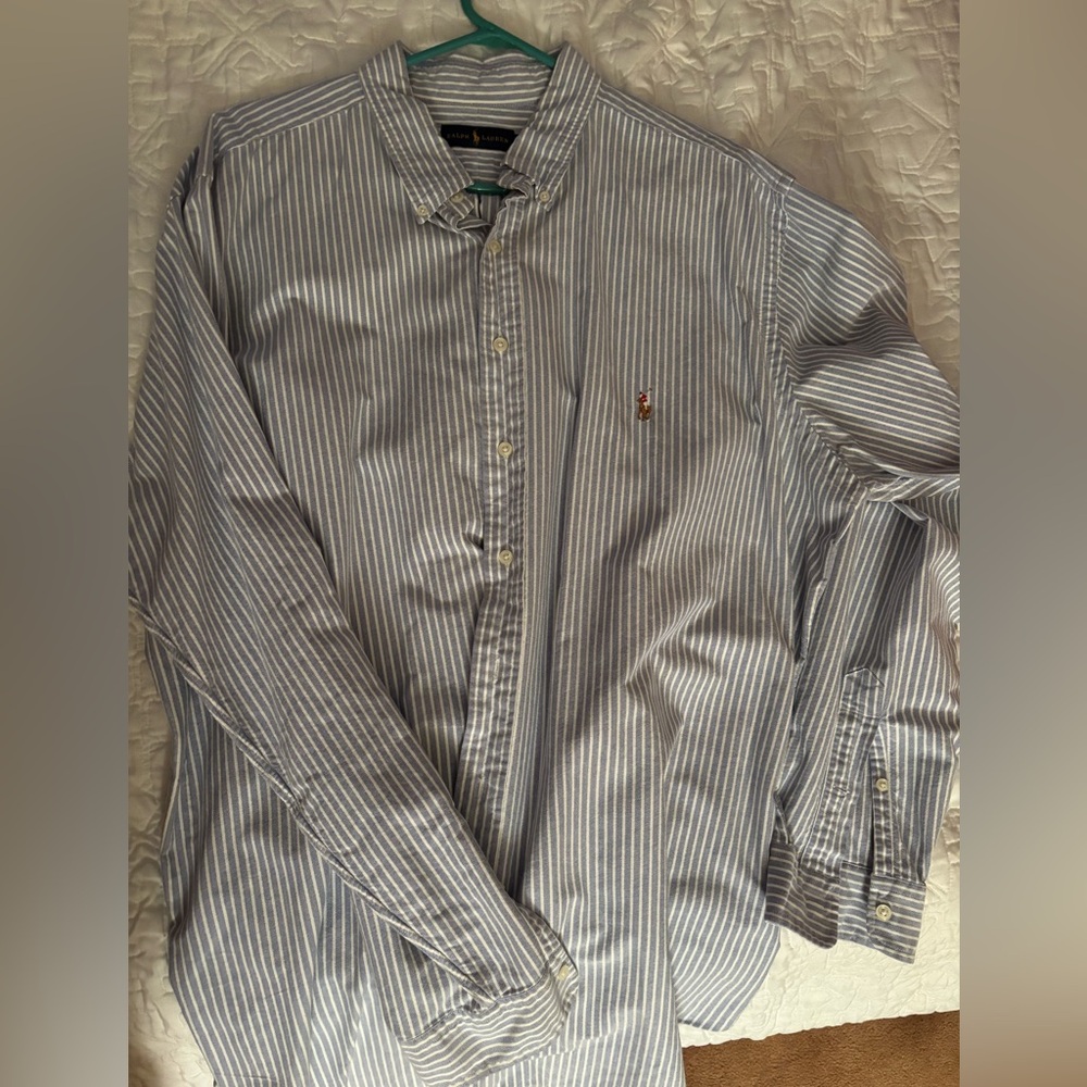 2XLT Ralph Lauren Striped Blue and White Men's Shirt